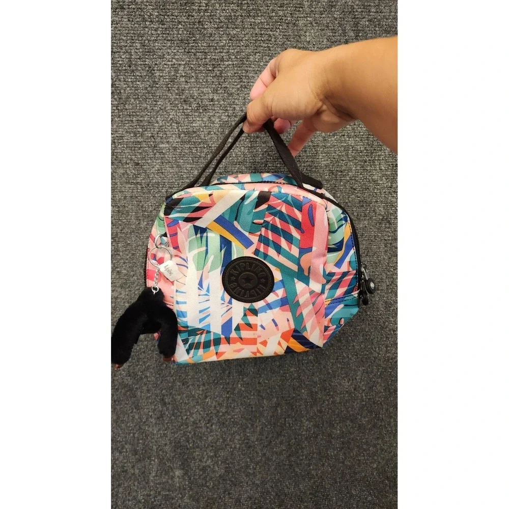 Kipling Kids Lunch Bag Tropical Nature Print Multicolor Nylon Monkey Keychain